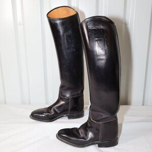 Konigs Equestrian Dressage Show Boots Black Leather Tall Size UK 4 US 6.5